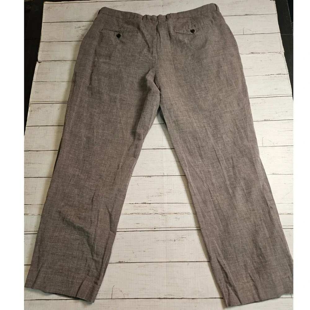 Perry Ellis Modern Fit Linen Cotton Blend Pants Brown Grey Mens 38x30